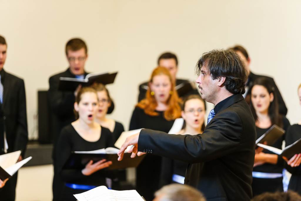 Ambrož Čopi, skladatelj in dirigent, ki je zboru zvest vseh 10 let njegovega delovanja Foto: Manuel Kalman