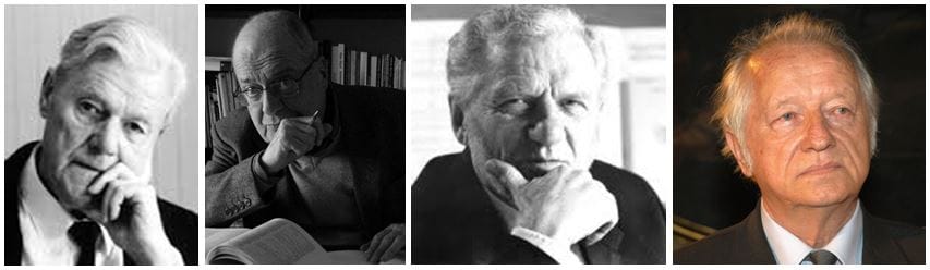 Uroš Krek (1922–2008); Pavle Merkù (1927–2014); Jakob Jež (1928); Lojze Lebič (1934)